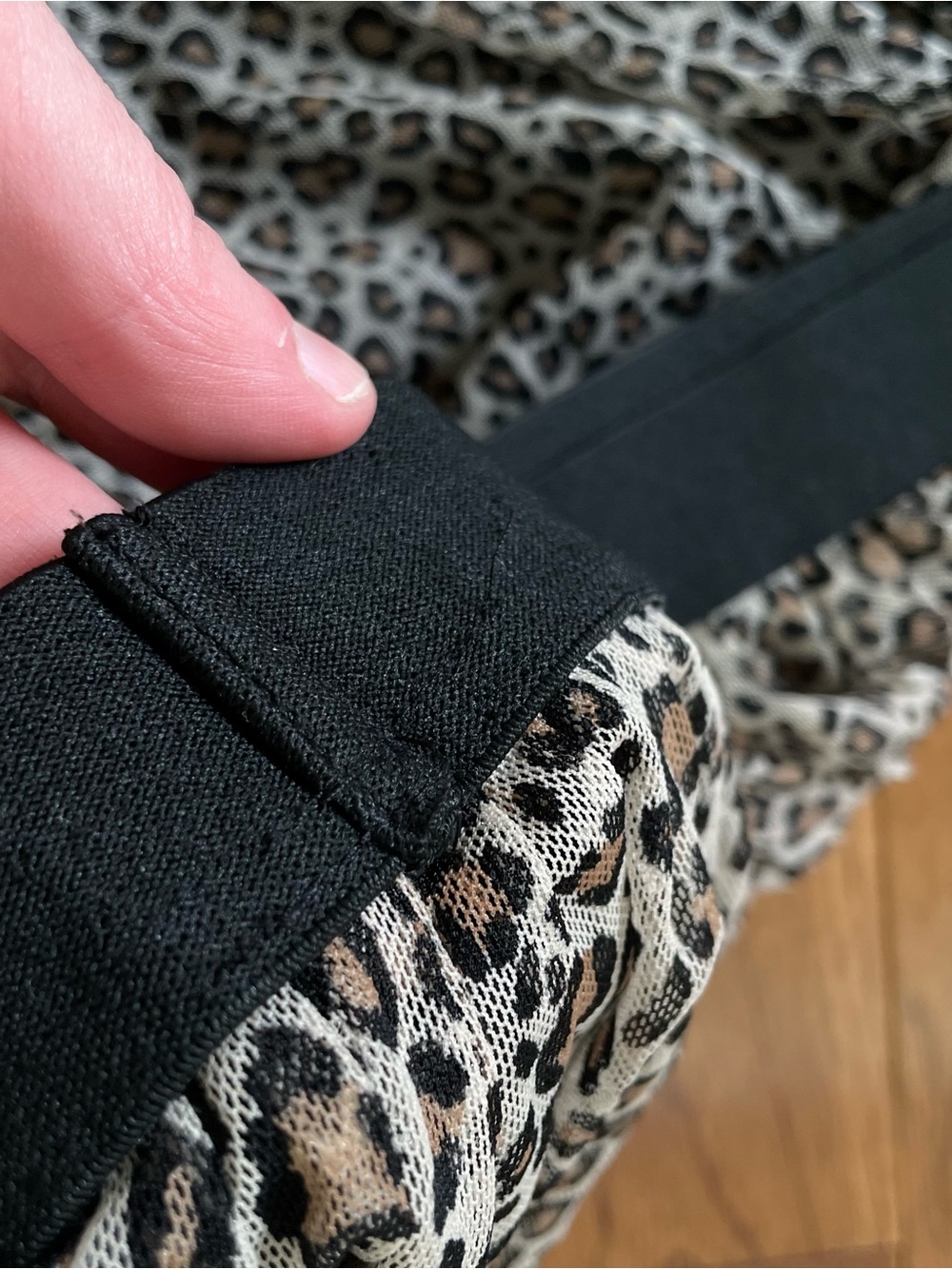 Leopard Print Midi Skirt | Beige Black cheetah tulle pleated elastic waist sz L - Picture 8 of 8